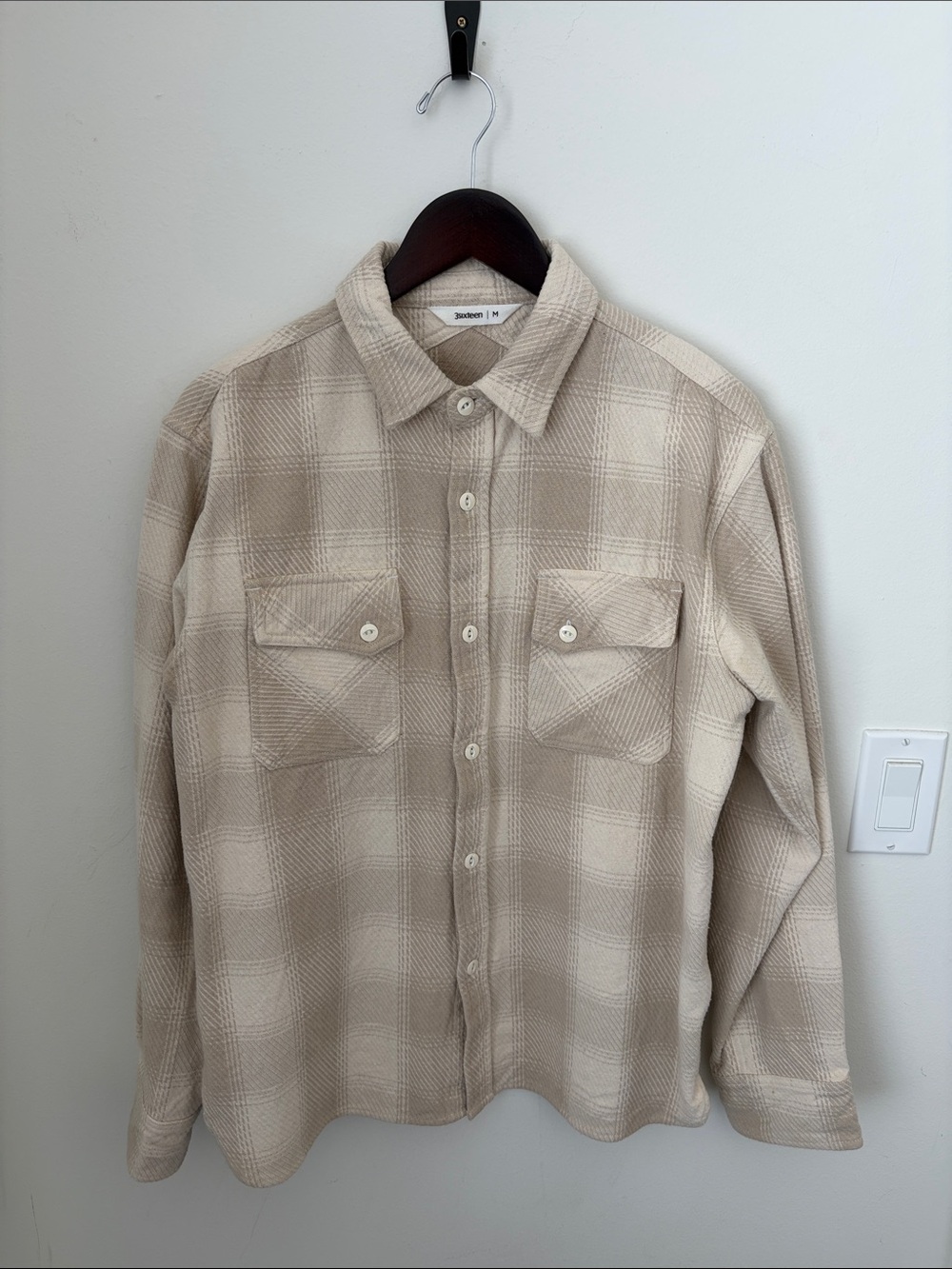 3Sixteen Crosscut Flannel (M, Alabaster Twill)